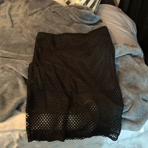 Black fishnet pencil skirt